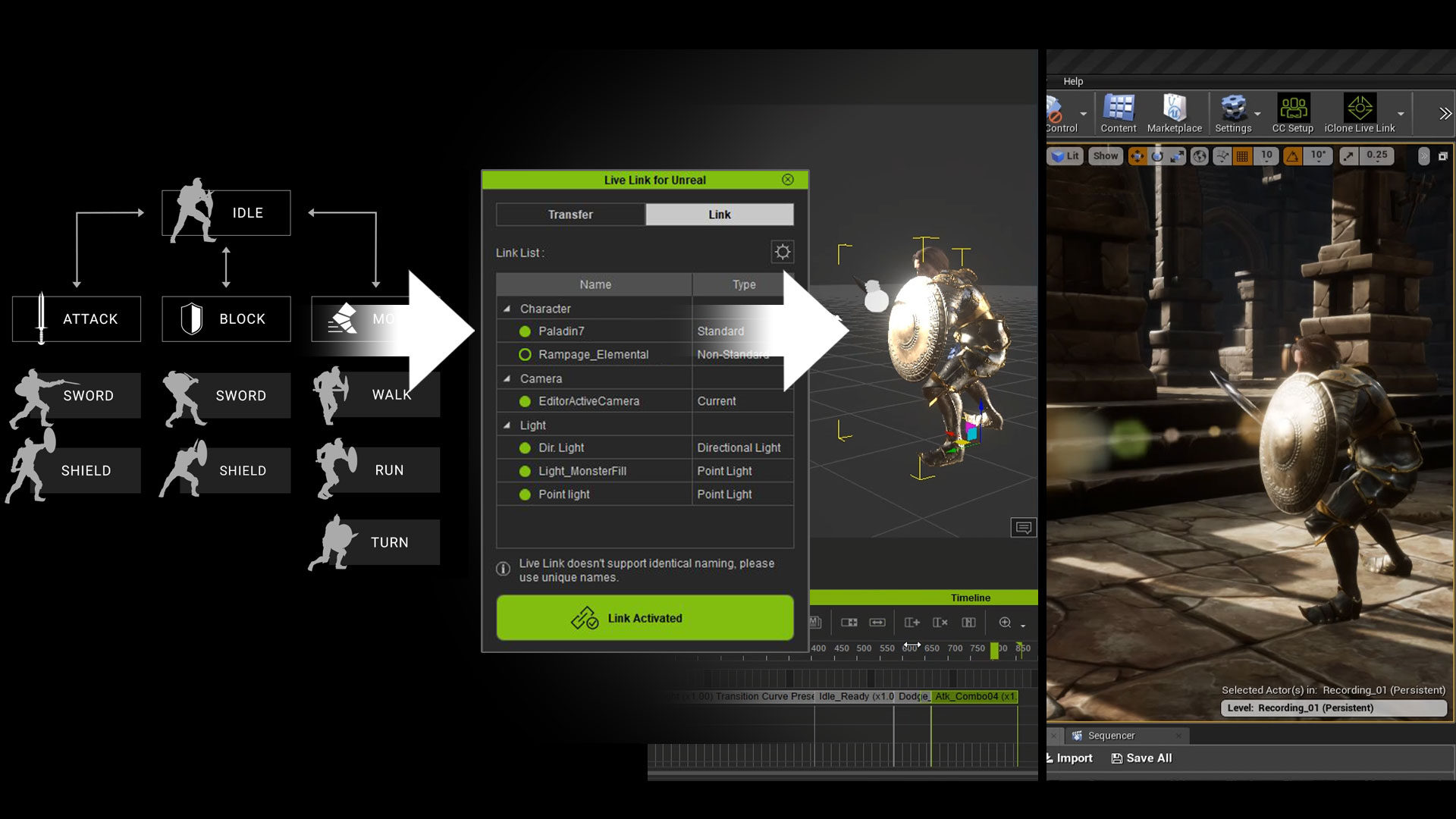 iClone Unreal Live Link screenshot - Animation Live Link