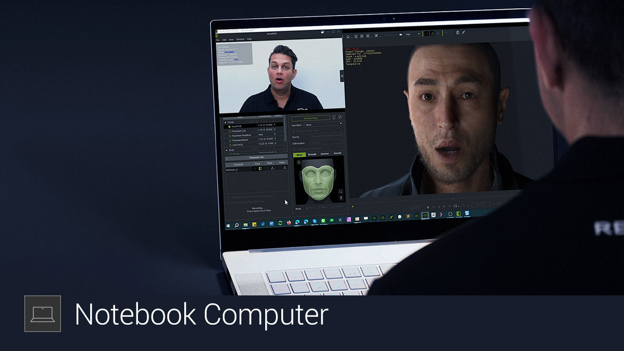 AccuFACE screenshot - Live Notebook Cam