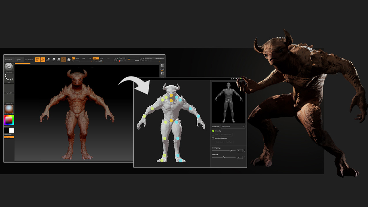 AccuRIG screenshot - Turn Digital Sculpture into Animated Characters