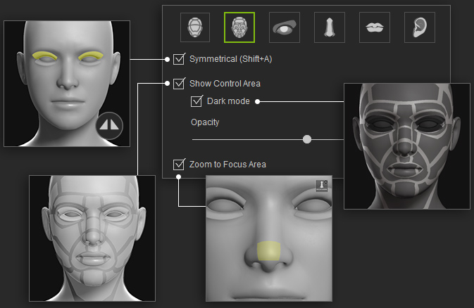 headshot - 3d face shape - sculpting settings