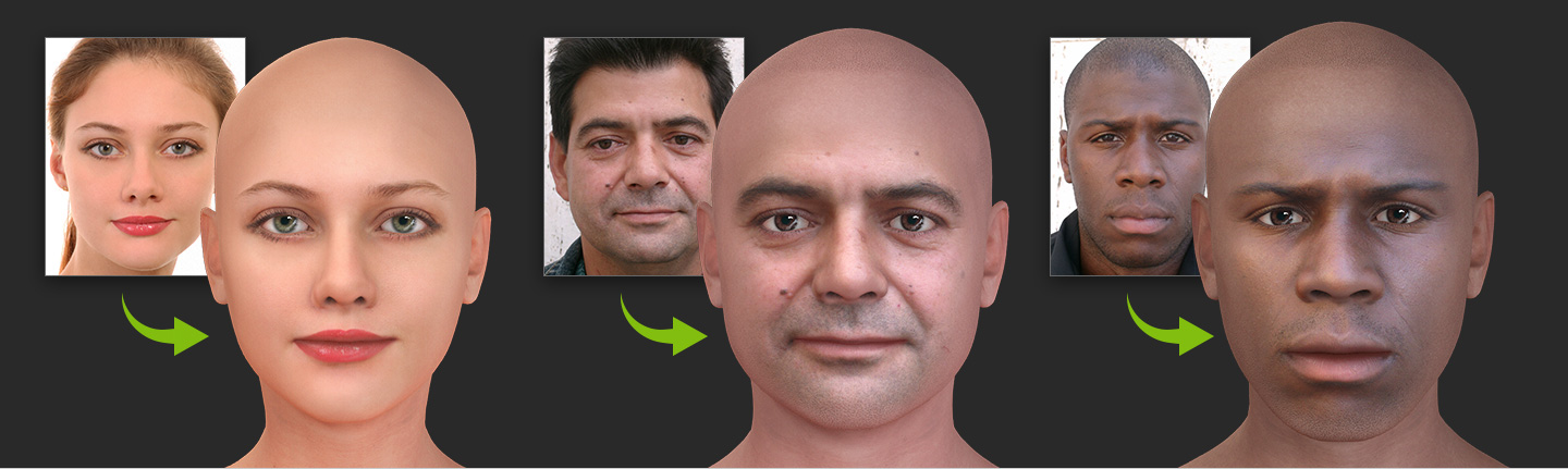 headshot - photo to 3d model, 3d face