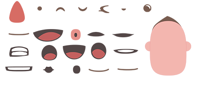 create cartoon character PSD human face