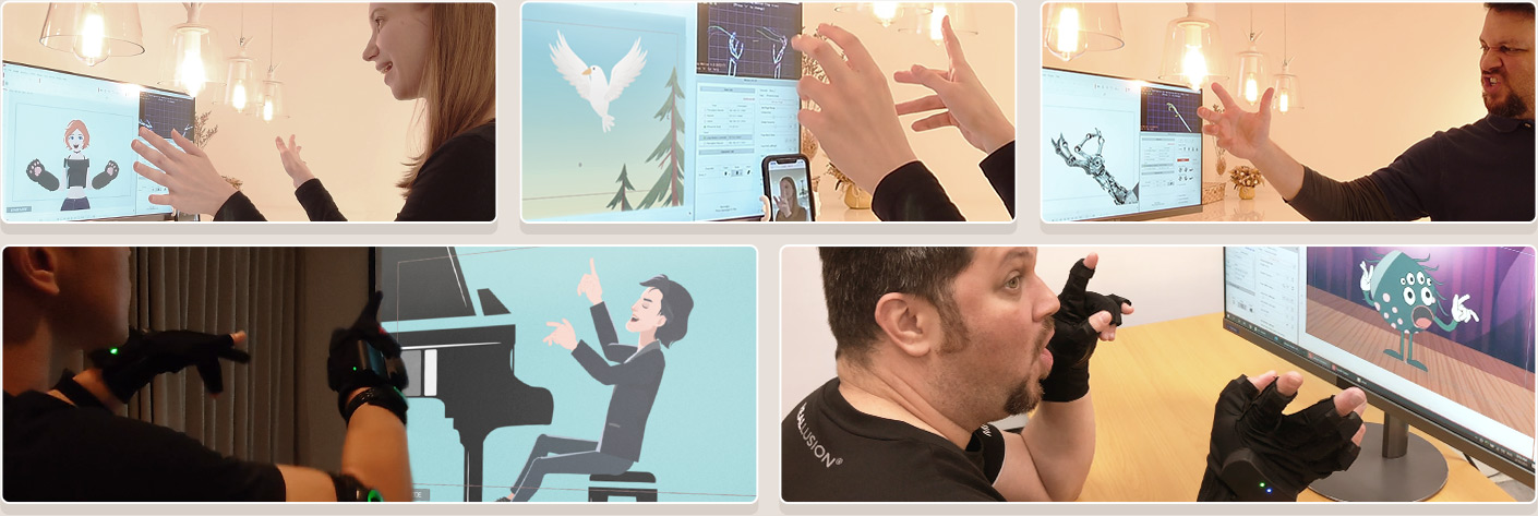 hand motion capture mocap animation - hand tracking and digital puppets