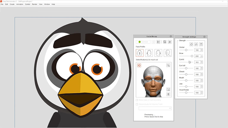 facial motion capture mocap animtion - Feature-based Facial Strength Filters