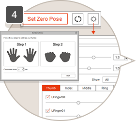 hand motion capture mocap animation - set zero pose