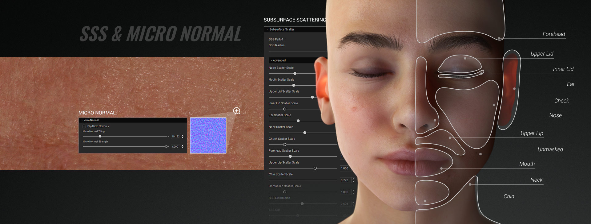 digital human shader - skin sss & micro normal
