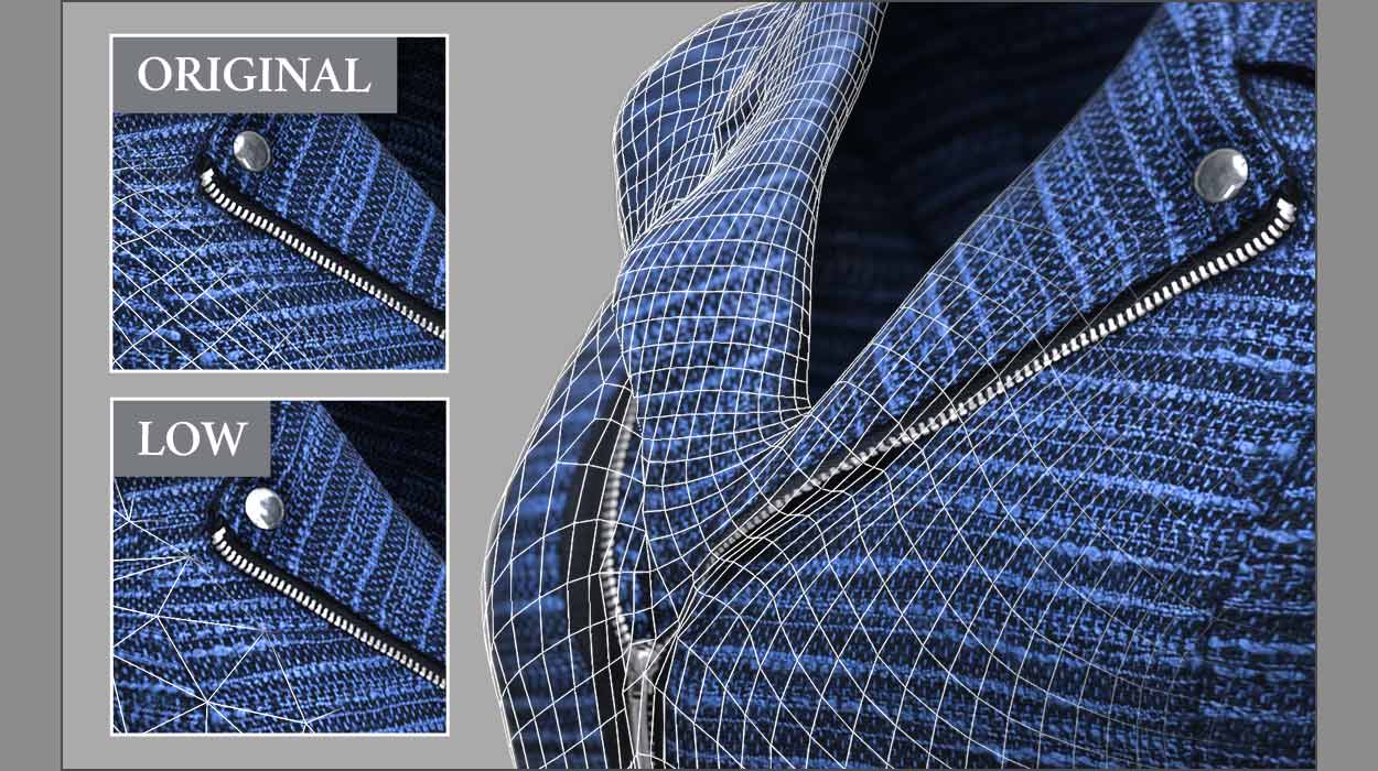 3d scan clothes-low-poly model