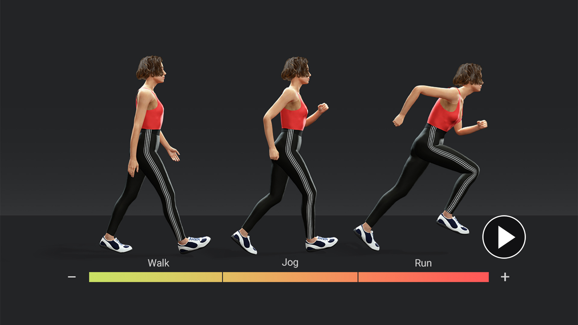 3D Animation - Female Mobility Different Mobility Speed