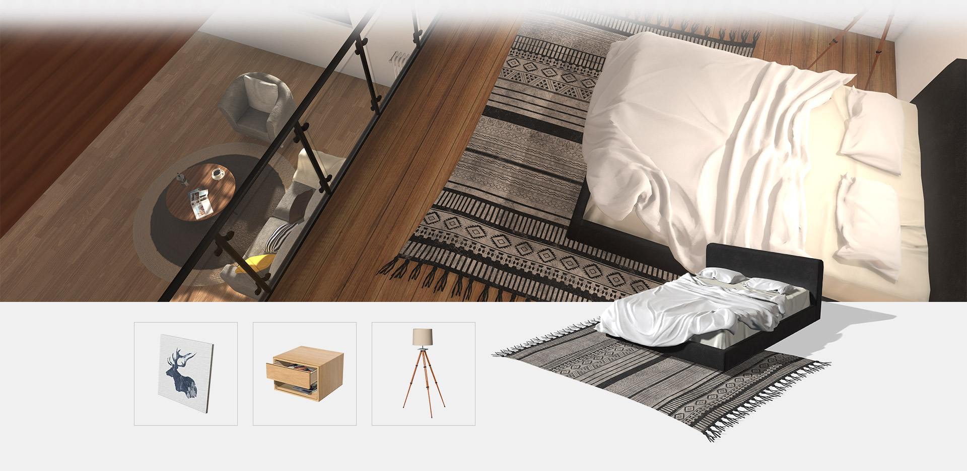 interior 3d scene - bed room