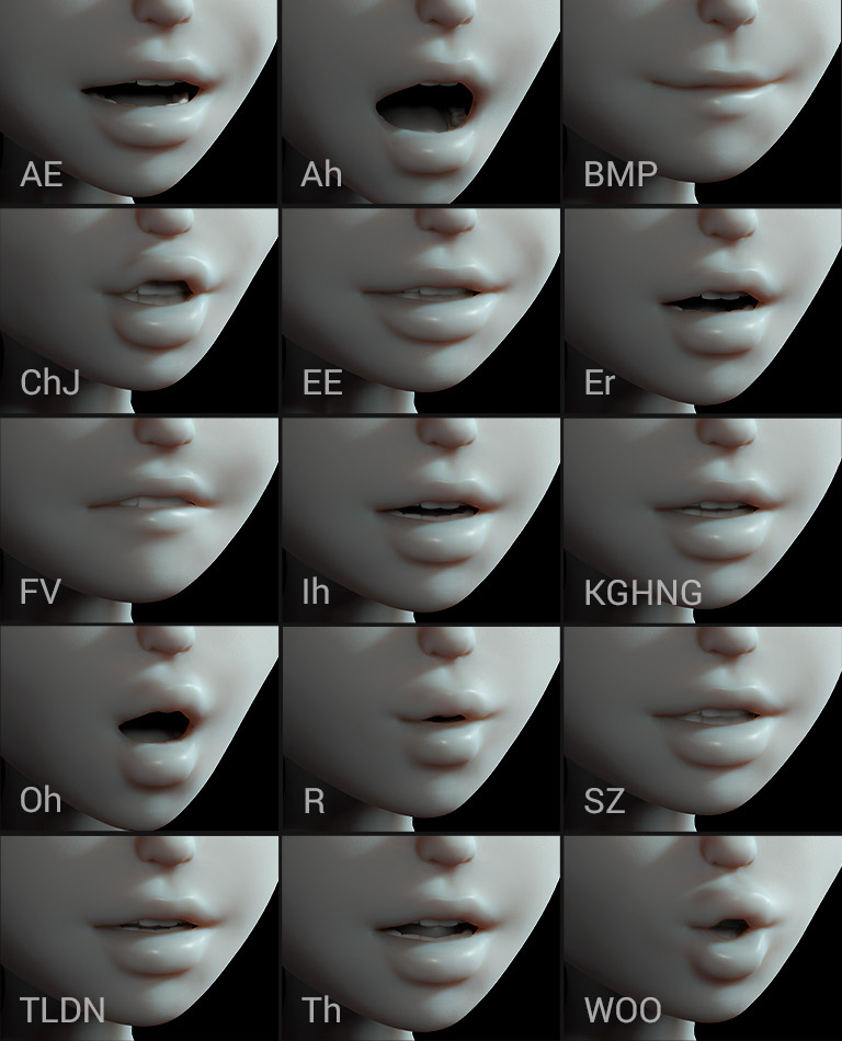 lipsync animation - mouth shapes for lip animation