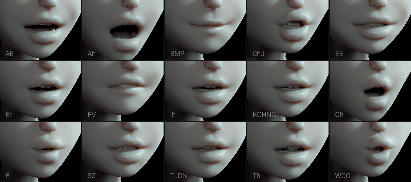 lipsync animation - mouth shapes for lip animation