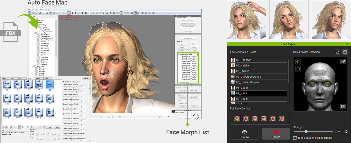 enrich facial expression of animated characters via animation pipeline - 3DXchange