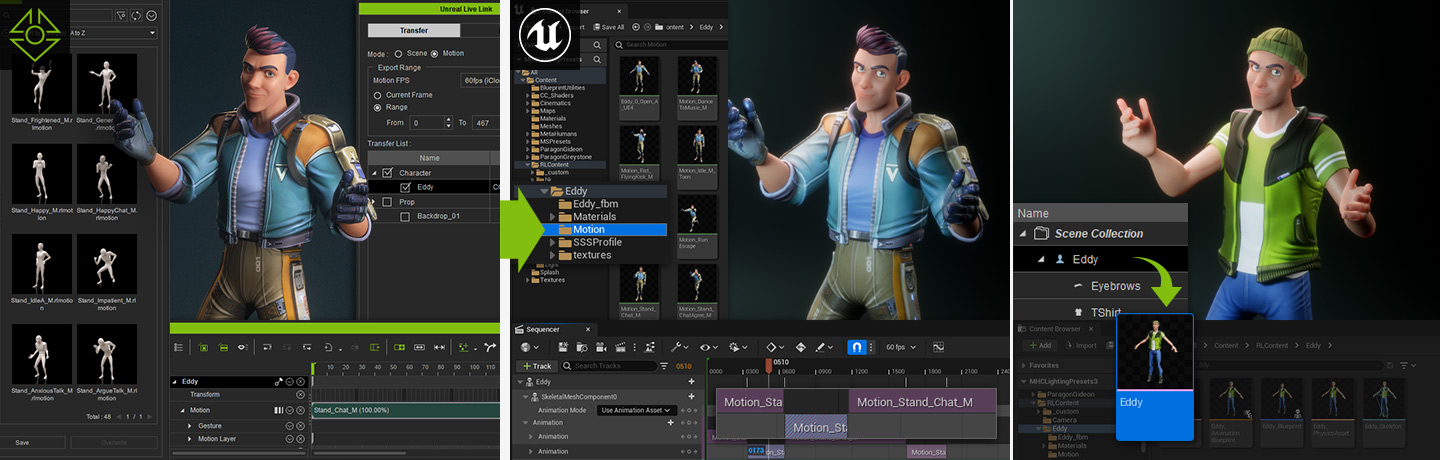 unreal character animation - iclone unreal live link asset transfer