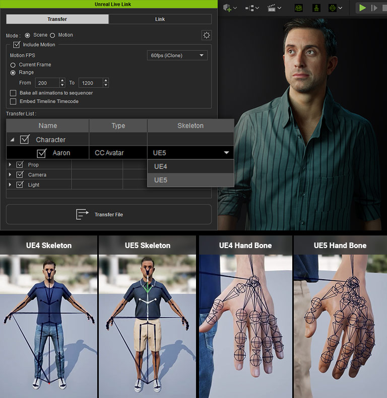 unreal live link character animation from iClone motion