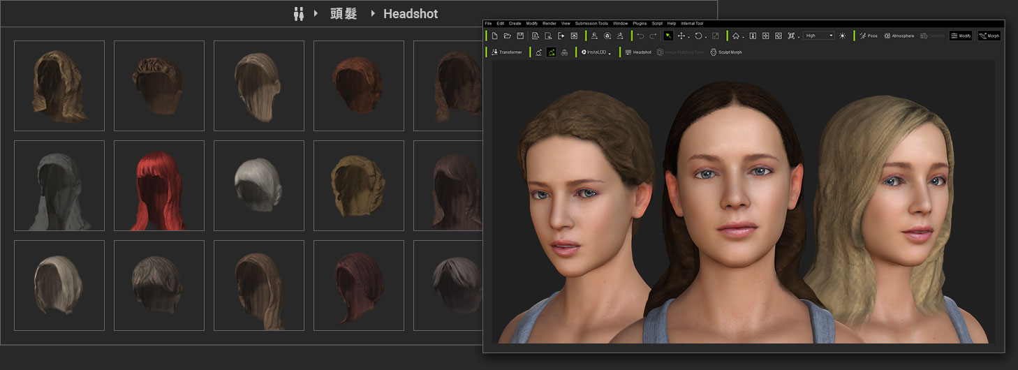 headshot - 3d hair library