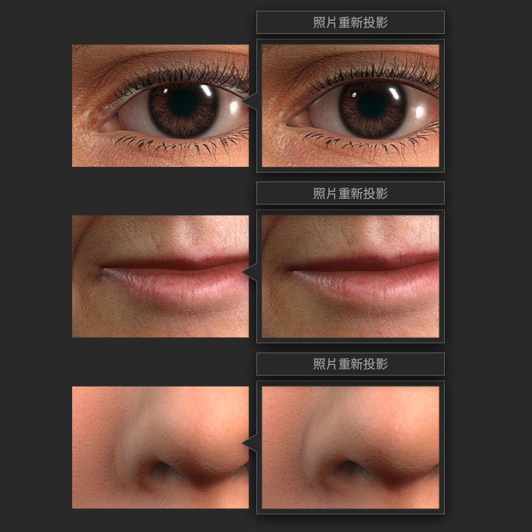 headshot - 3d head abd texture alighment by reprojection