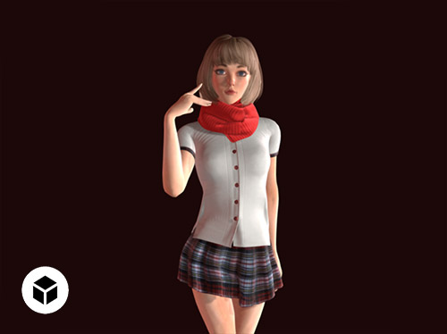 3D character - female, anime, japanese ninja, student