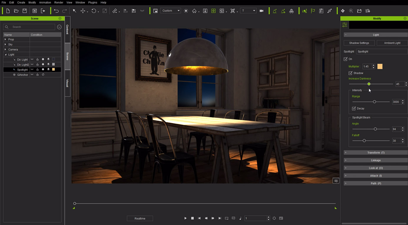 shadow control in 3D scene